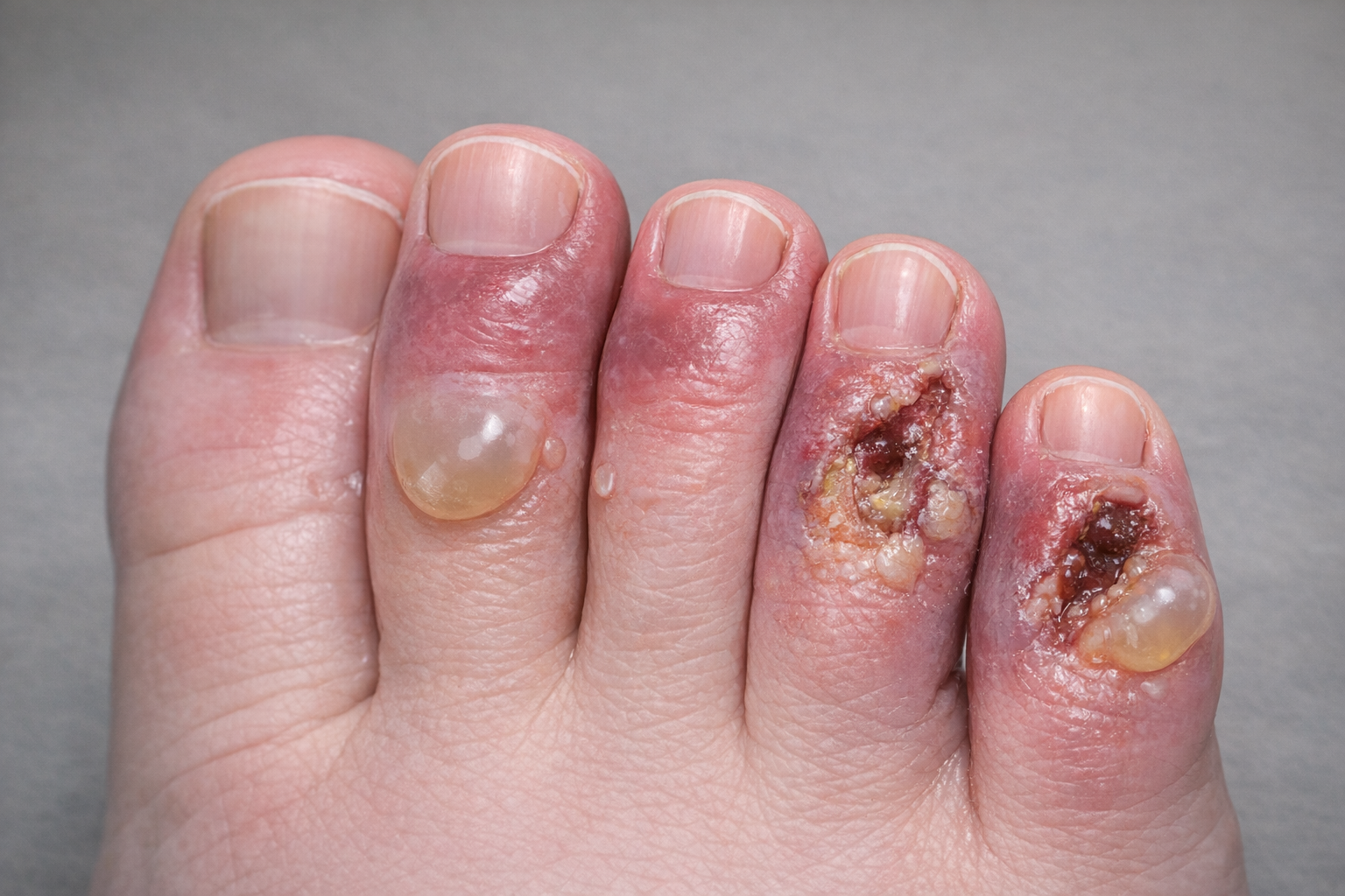 しもやけがひどくなったイメージ図